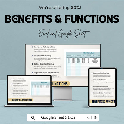 CRM Database Template | Customer Relationship Manager | Excel and Google Sheets CRM | Sales Tracker | Client Management Spreadsheet