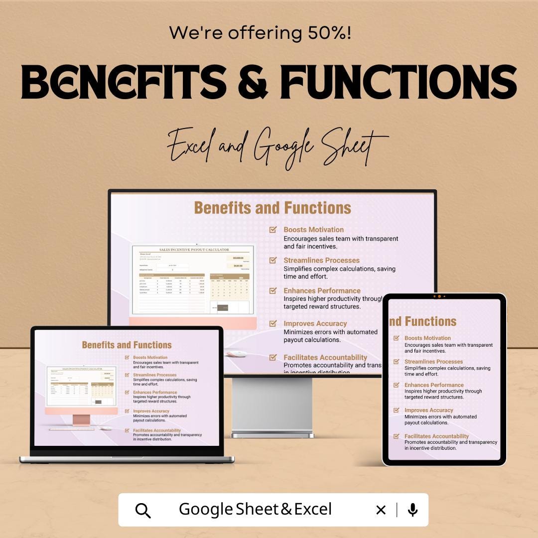 Sales Incentive Payout Calculator Template | Commission Calculator Spreadsheet | Sales Bonus Tracker | Excel & Google Sheets