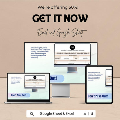 Employee Inclusion Survey Analysis Tool HR | Google Sheet Template | Track Employee Feedback & Diversity | HR Tool for Employee Inclusion