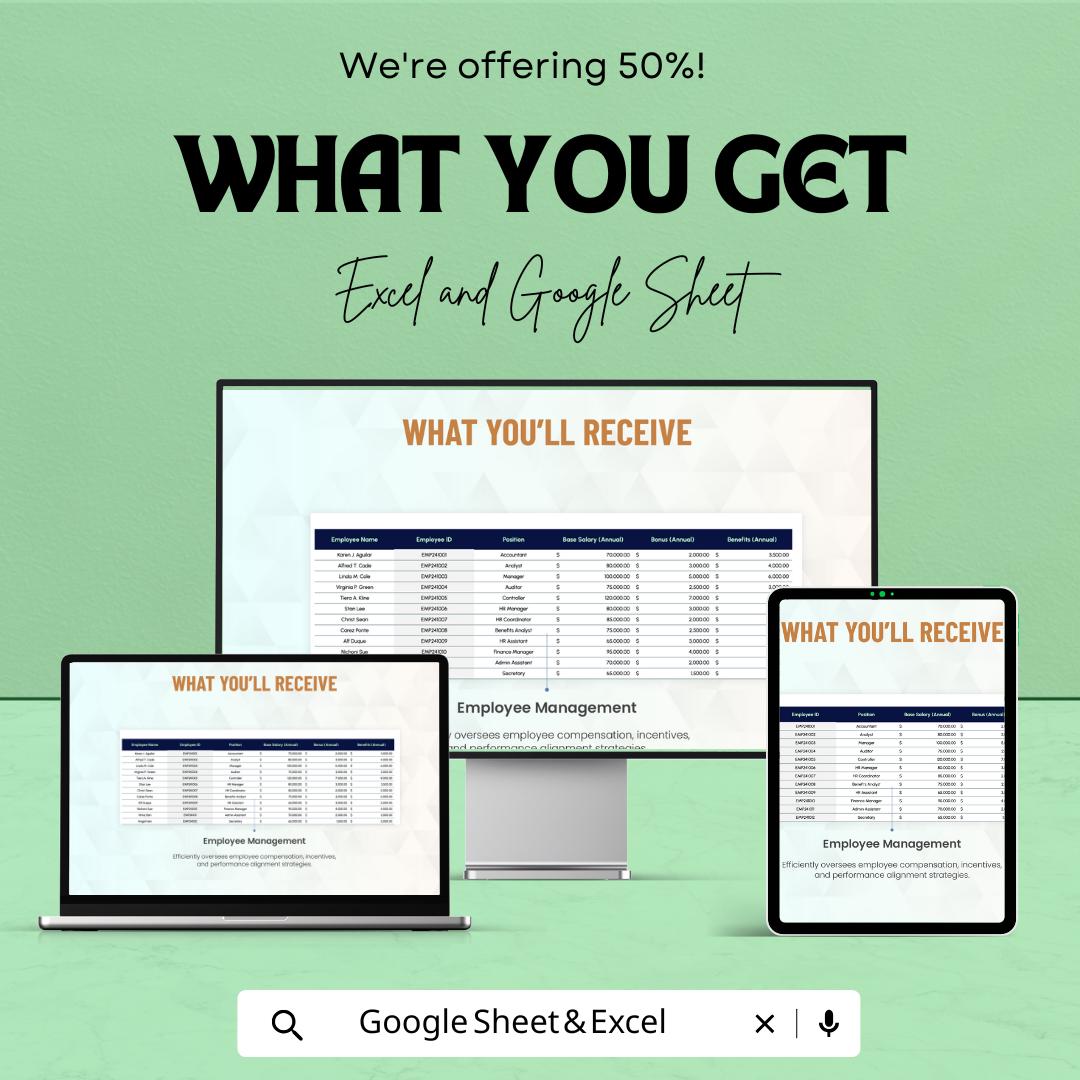Finance Employee Compensation Model Template | Employee Salary Planner | HR Compensation Sheet | Payroll Strategy Template