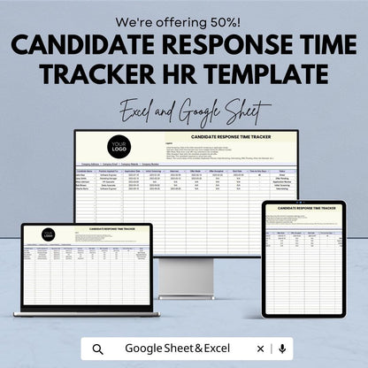Candidate Response Time Tracker HR Template Excel & Google Sheets | Recruitment Response Tracker | Hiring Process Spreadsheet