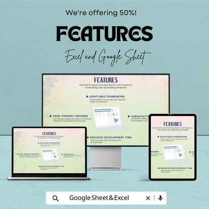 Reach and Frequency Forecasting Tool | Advertising Forecast Template | Media Planning Spreadsheet | Campaign Reach Calculator