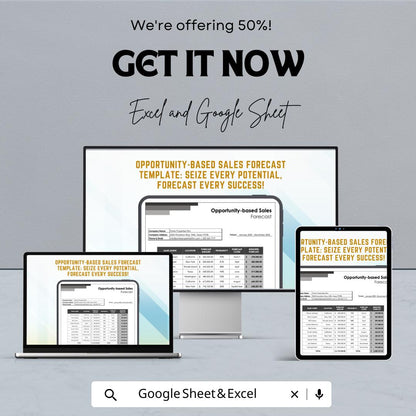 Opportunity-Based Sales Forecast Sheet | Excel & Google Sheet | Sales Pipeline Tracker | Forecasting Template | Instant Download