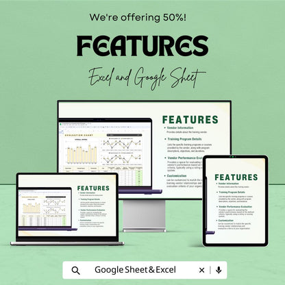 Training Vendor Cost & Evaluation Sheet HR Template | Excel and Google Sheets | Training Budget and Vendor Review Tracker