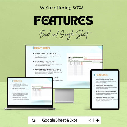 Legal Contract Milestones Tracking Template | Contract Timeline and Deadline Tracker | Excel & Google Sheets