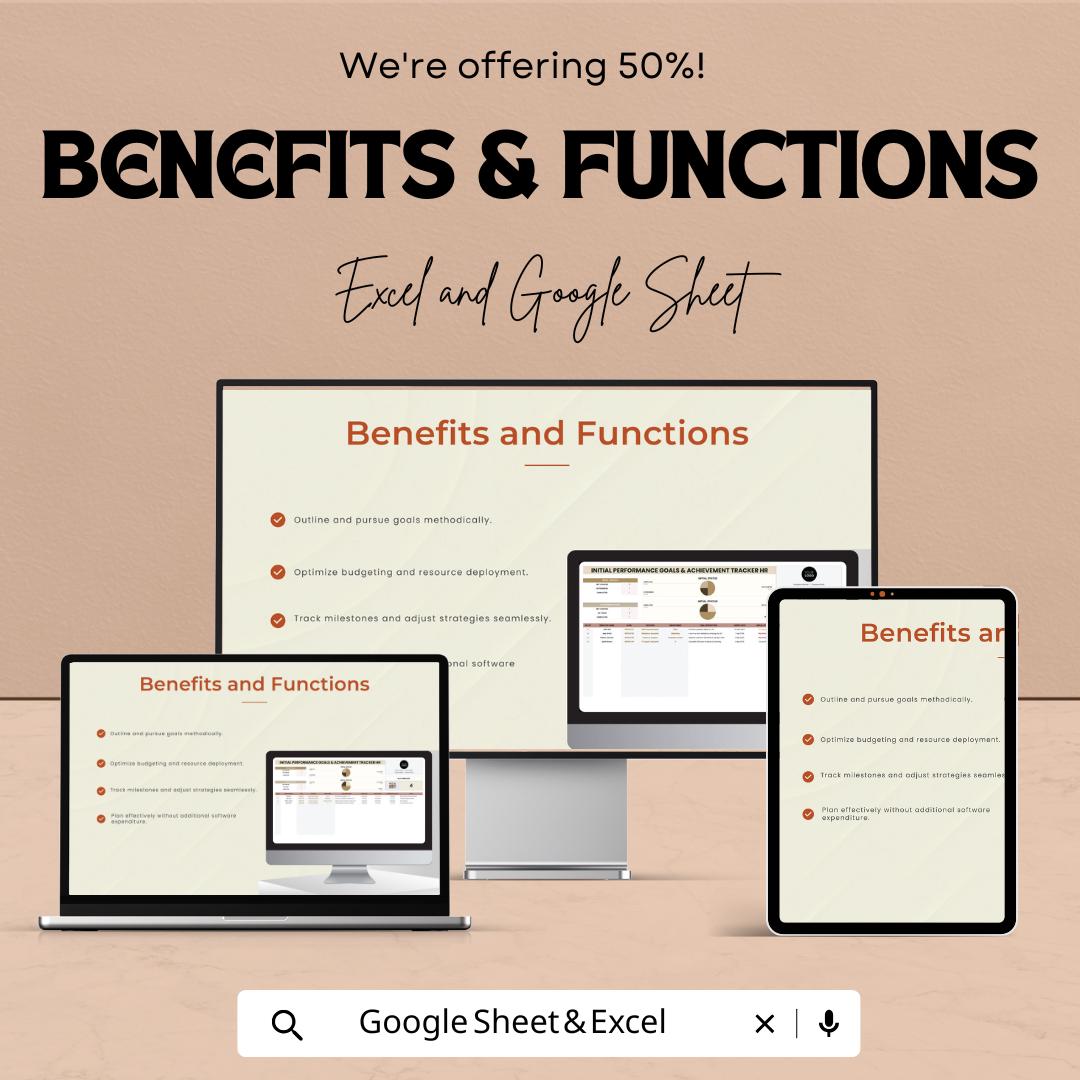 Initial Performance Goals & Achievement Tracker HR Template | Employee Goal Setting Spreadsheet | HR Tracker | Staff Progress Planner