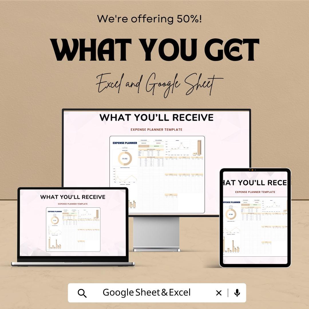 Expense Planner Sheet | Budget Tracker Excel and Google Sheet Template for Personal Finance | Budgeting & Expense Management Tool