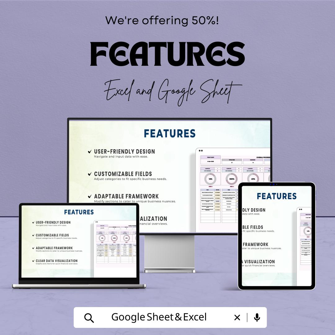 Weekly Tracker Template | Excel and Google Sheets Planner | Productivity Tracker | Weekly Task Manager | Business & Personal Planner