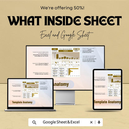 Debt Dashboard Excel Sheet | Budget Tracker | Monthly Debt Management Tracker | Excel & Google Sheets Template | Financial Planning