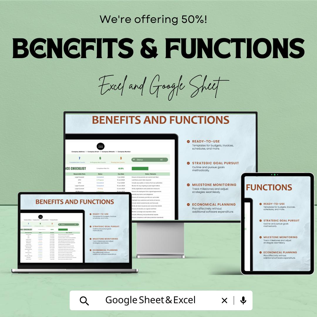 Startup Due Diligence Checklist Template | Investor Readiness Tracker | Excel & Google Sheets Business Checklist