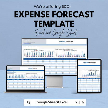 Forecast Income and Expense Template | Business Cash Flow Planner | Excel & Google Sheets | Budget and Financial Forecast
