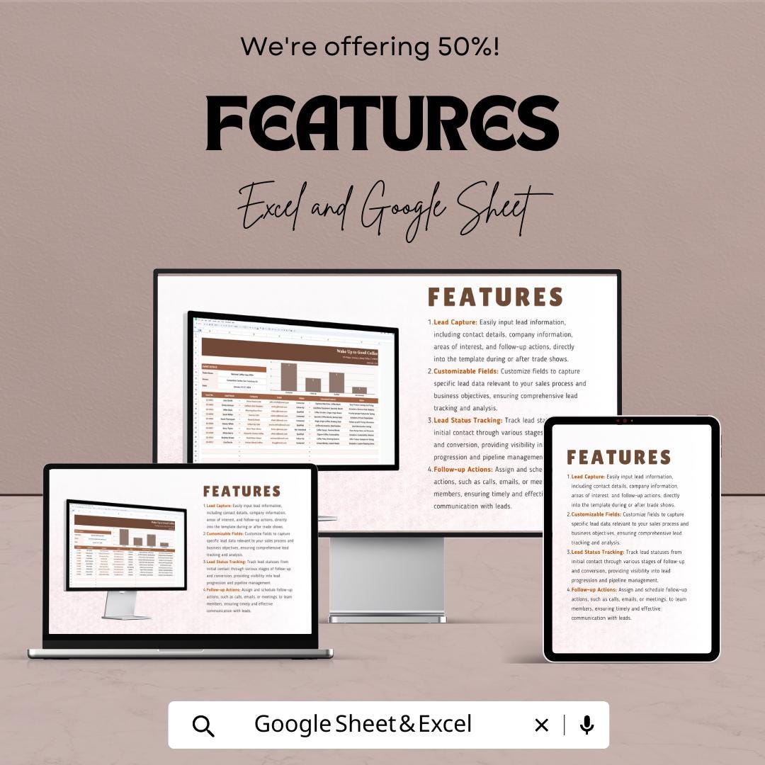 Sales Trade Show Lead Tracker Template | Excel & Google Sheets Lead Management Dashboard | Event Sales CRM Tracker