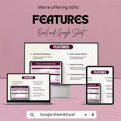 Event ROI Template | Excel & Google Sheets | Event Cost Analysis | ROI Calculator | Event Budget Template | Profit and Expense Tracker