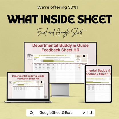 Departmental Buddy & Guide Feedback Sheet HR Template | Employee Onboarding Feedback | Excel and Google Sheets