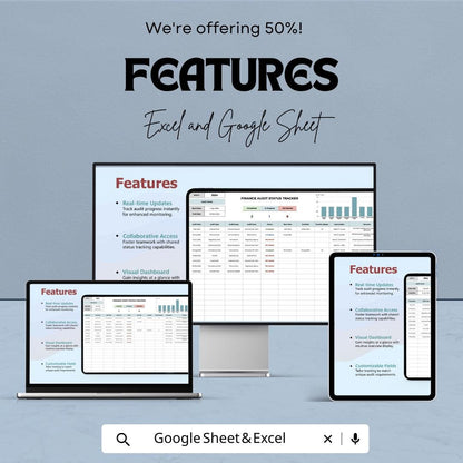 Finance Audit Status Tracker Template | Audit Management Spreadsheet | Audit Progress Tracker | Compliance Tracking Sheet