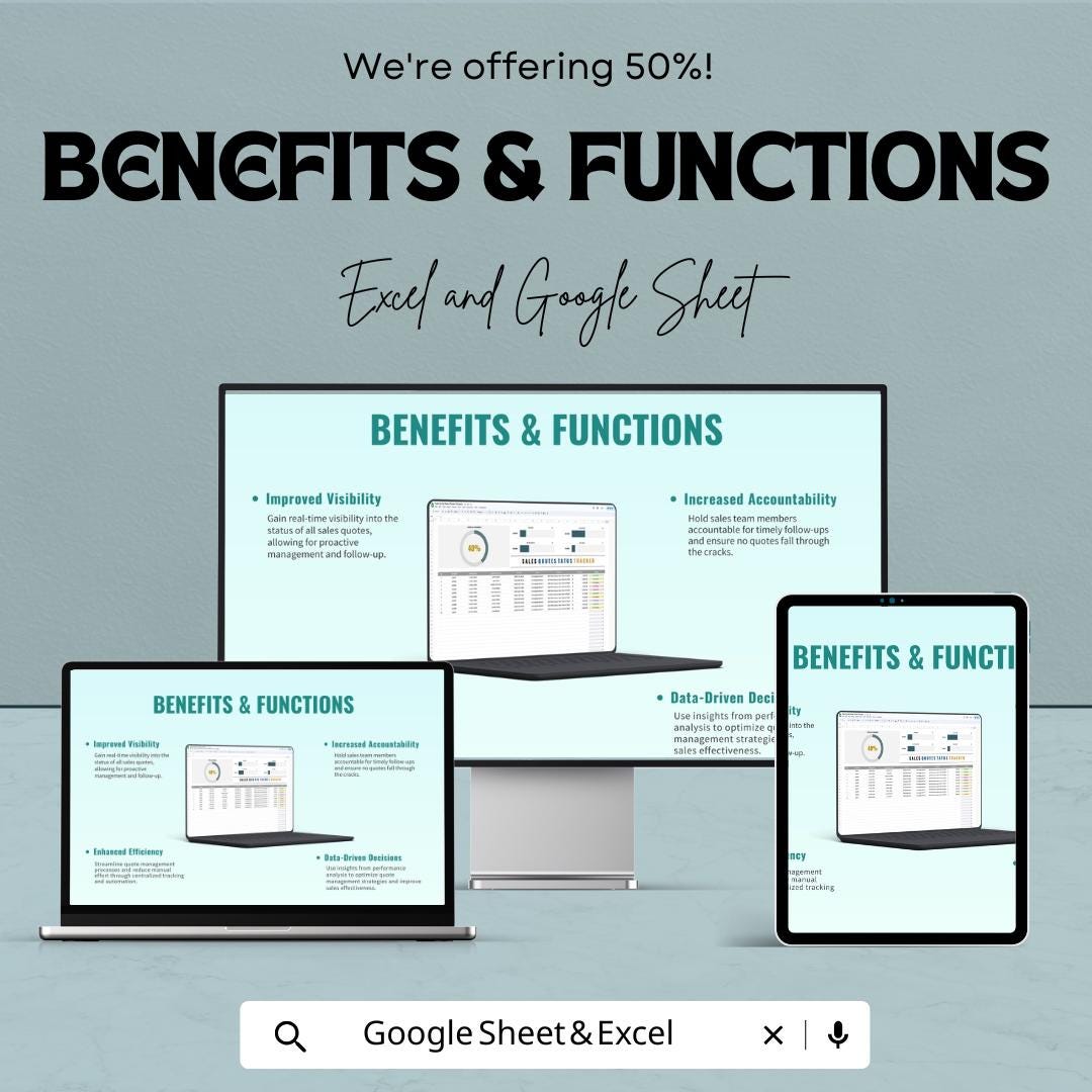 Sales Quote Status Tracker Template | Sales Tracker for Excel & Google Sheets | Quote Management Spreadsheet | CRM Quote Tracker