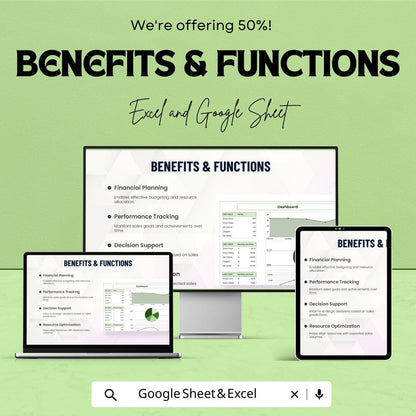 Budget Sales Forecast Template | Excel & Google Sheets | Sales Projection Spreadsheet | Business Forecast Planner