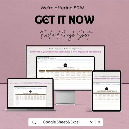 Onboarding Schedule Planner HR - Google Sheet Template - Employee Onboarding Tracker - New Hire Schedule - HR Template for Easy Onboarding