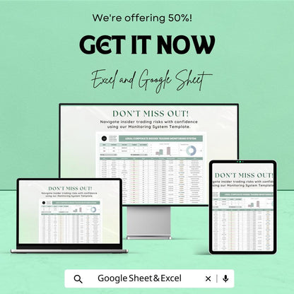 Legal Corporate Insider Trading Monitoring System Template | Excel & Google Sheets Compliance Tracker | Risk Management Tool