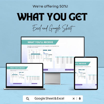 Finance Project Costing and Analysis Template | Excel and Google Sheets | Project Budget Tracker | Cost Control & Analysis Spreadsheet