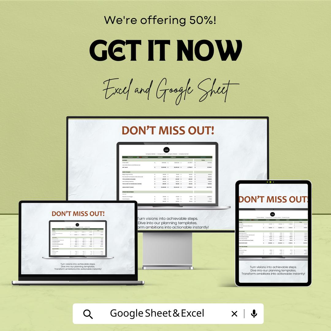 Startup Profit and Loss Statement Template | P&L Spreadsheet for Excel and Google Sheets | Income Statement for Startups