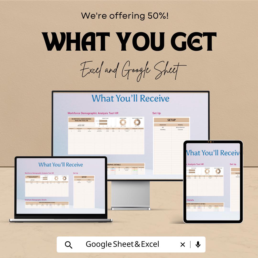 Workforce Demographic Analysis Tool HR Template | Excel & Google Sheets HR Analytics Dashboard | Employee Diversity Tracker