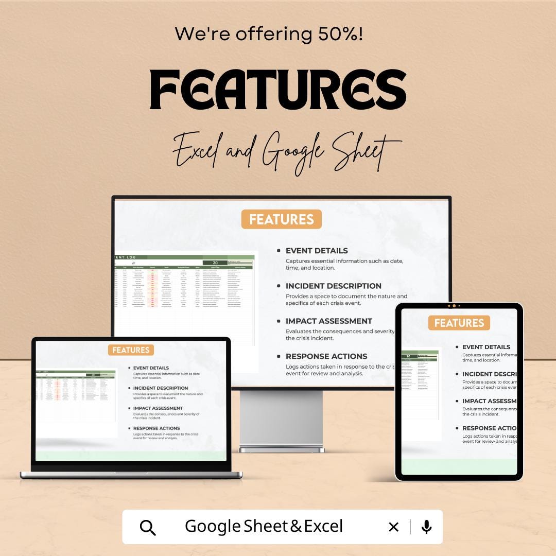 Crisis Event Log Template | Incident Tracker | Emergency Log Sheet | Risk Management Tracker | Incident Report Template