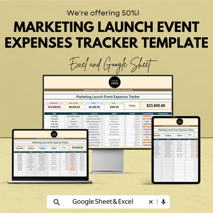 Marketing Event Budget Tracker, Excel & Google Sheets, Launch Event Expense Spreadsheet, Event Cost Planner, Marketing Budget Template
