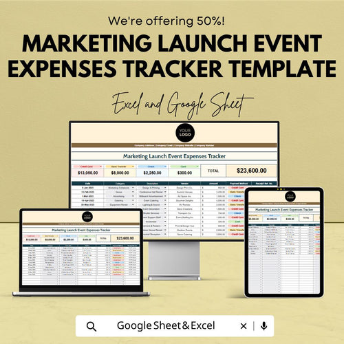 Marketing Event Budget Tracker, Excel & Google Sheets, Launch Event Expense Spreadsheet, Event Cost Planner, Marketing Budget Template