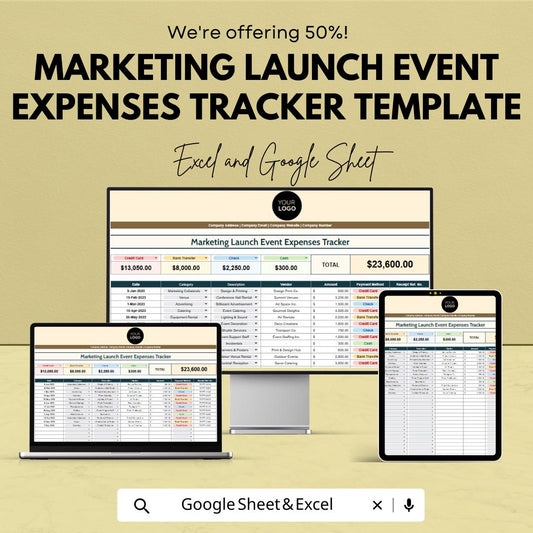 Marketing Event Budget Tracker, Excel & Google Sheets, Launch Event Expense Spreadsheet, Event Cost Planner, Marketing Budget Template