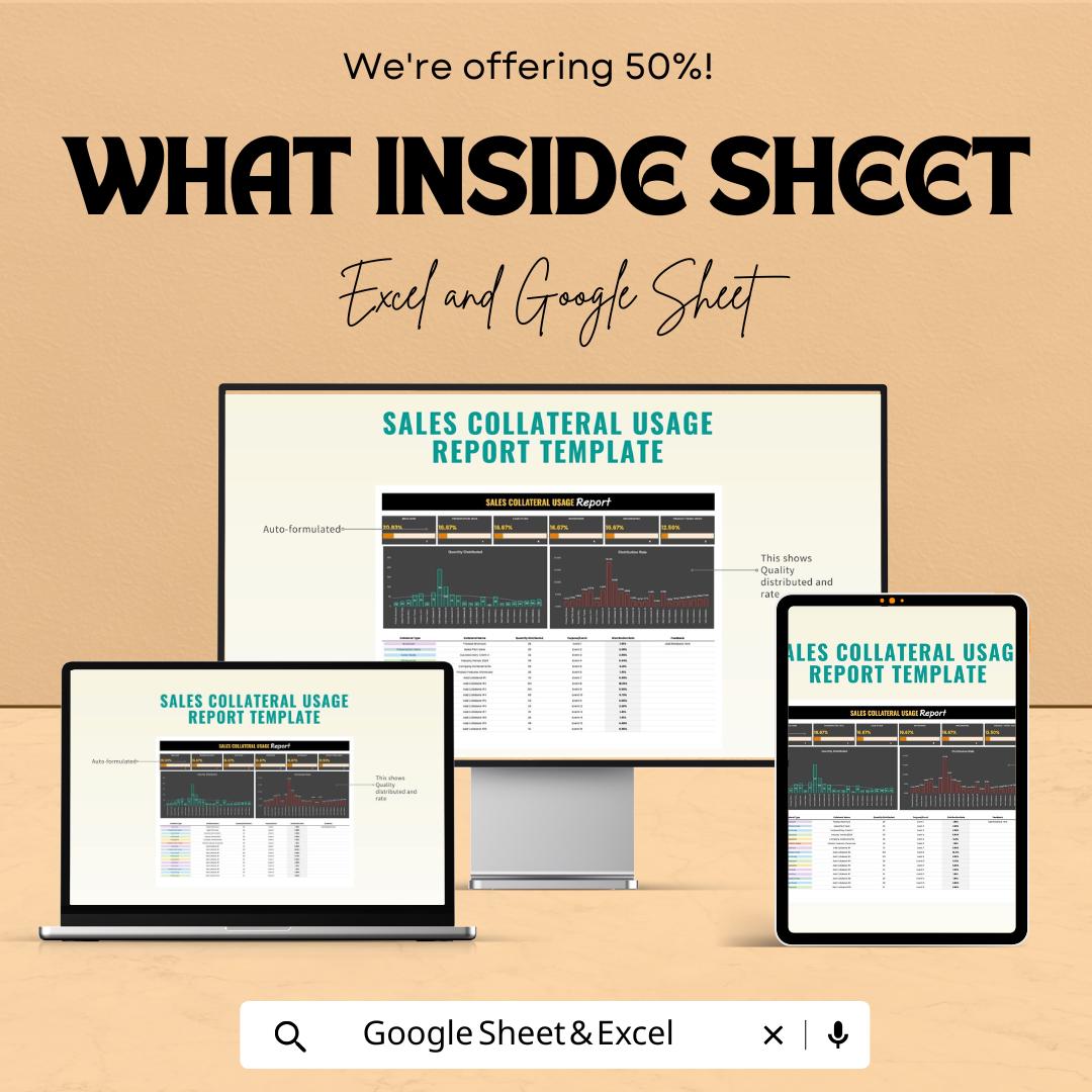Sales Collateral Usage Report Template | Marketing Material Tracking Tool | Usage Analysis and ROI Report