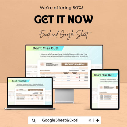 Intercompany Reconciliation Sheet | Google Sheets Template | Financial Transaction & Account Balancing Tool | Accurate and Efficient