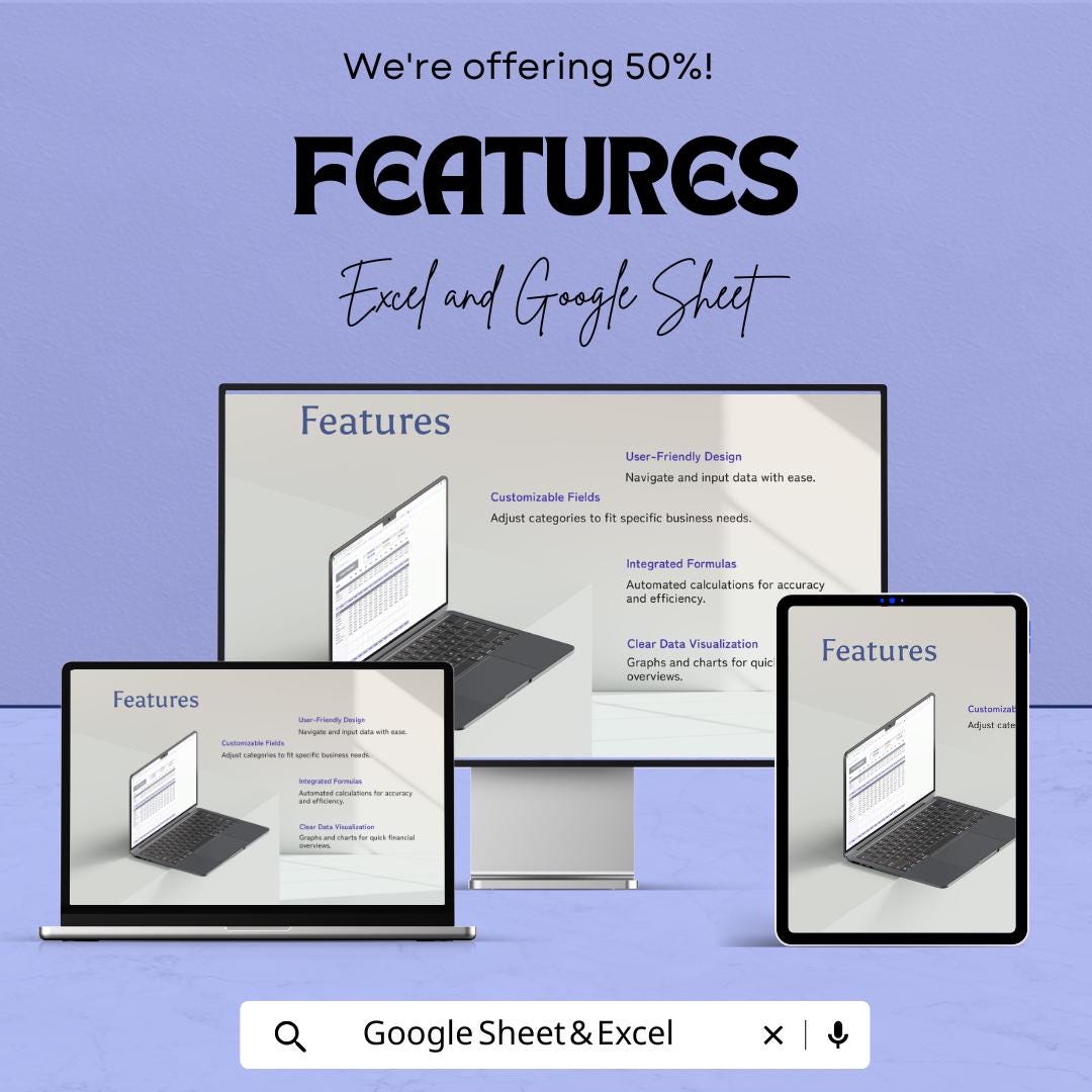Yearly Budget Template | Excel and Google Sheets | Annual Finance Planner | Income and Expense Tracker | Personal & Business Budget
