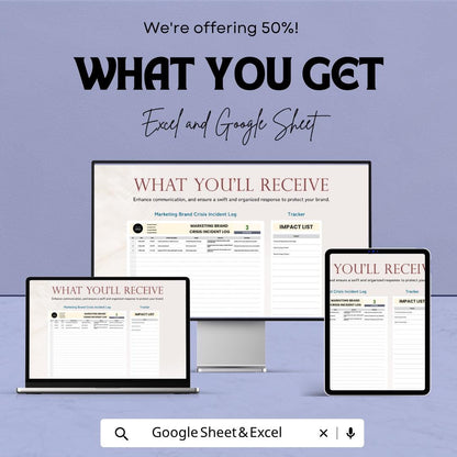Marketing Crisis Log Template Excel | Brand Crisis Incident Tracker | PR Crisis Management Sheet | Reputation Management Log | Google Sheets