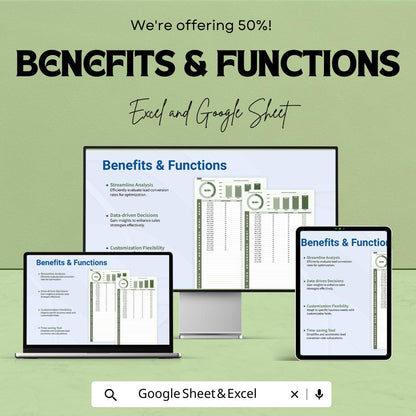 Sales Lead Conversion Rate Calculator Sheet | Excel and Google Sheets Template | Lead Conversion Optimization & Sales Tracking