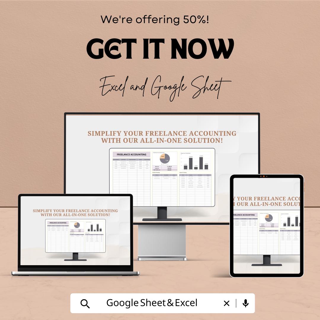 Freelance Accounting Template | Income and Expense Tracker | Budget Planner | Self-Employed Finance Tracker | Instant Download
