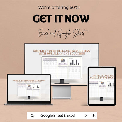 Freelance Accounting Template | Income and Expense Tracker | Budget Planner | Self-Employed Finance Tracker | Instant Download