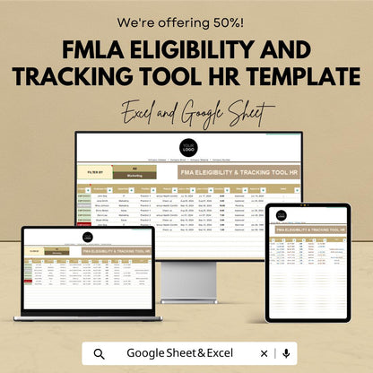FMLA Eligibility and Tracking Tool HR Template | Employee Leave Tracker | Excel and Google Sheets HR Spreadsheet