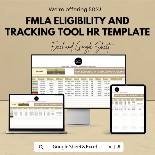 FMLA Eligibility and Tracking Tool HR Template | Employee Leave Tracker | Excel and Google Sheets HR Spreadsheet