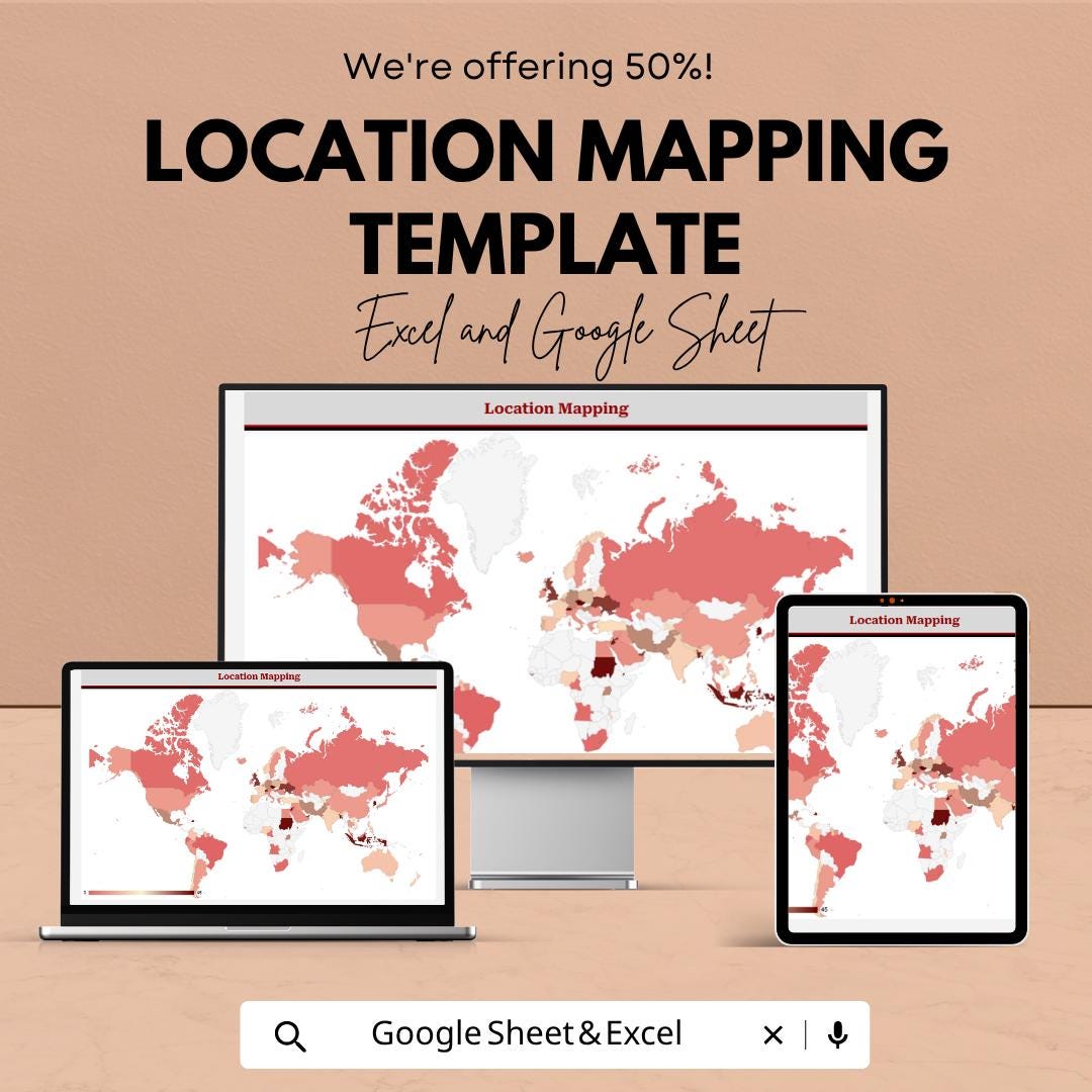 Location Mapping Template  | Geographic Data Visualization | Map Dashboard Tracker | Business Location Analysis