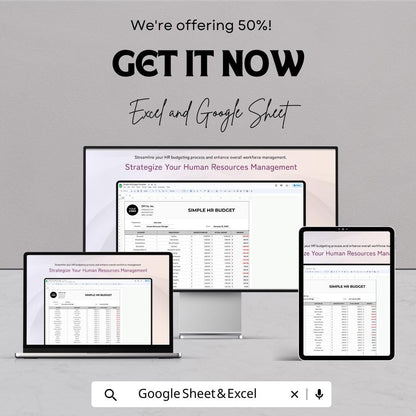 Simple HR Budget Sheet - Excel & Google Sheets | HR Budgeting Template | Employee Salary and Expense Tracker | Budget Planning Tool