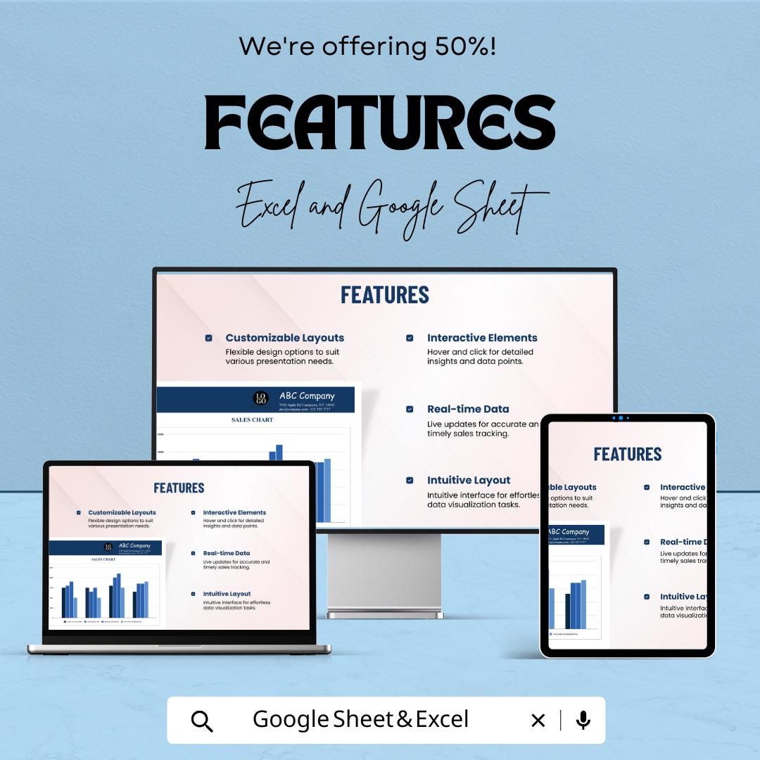 Sales Chart Sheet - Excel & Google Sheets Template for Visualizing Sales Performance and Data Analysis