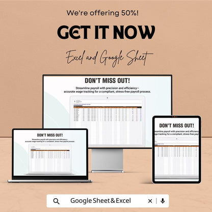Accounting Wage Disbursement Tracking Template | Payroll Tracking Spreadsheet | Employee Payroll Log | Wage Management Tool
