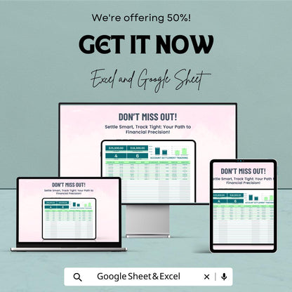Account Settlement Tracking Template | Payment Tracking Spreadsheet | Settlement Record Log | Account Balance Tracker
