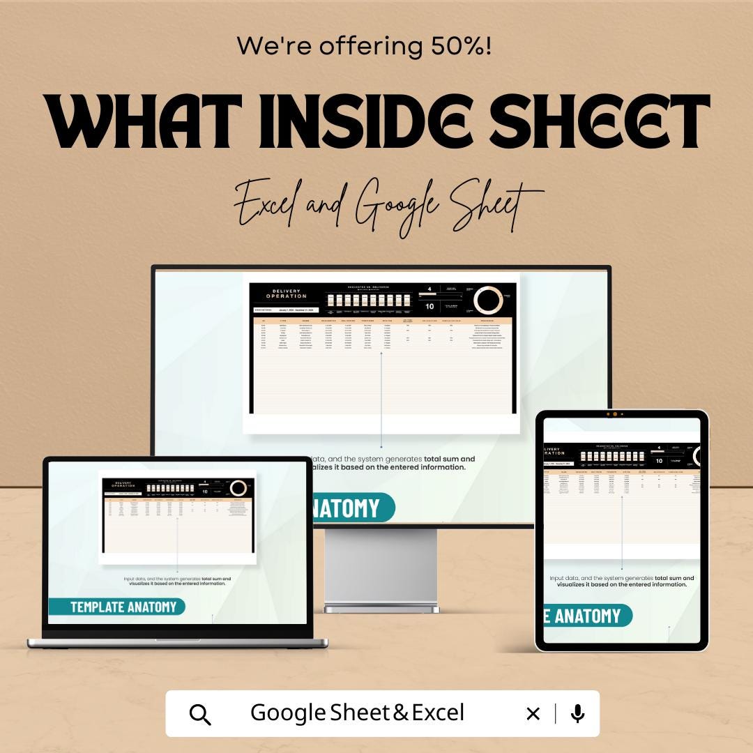 Delivery Operation Template, Delivery Tracker Spreadsheet, Logistics Management Sheet, Order and Route Tracker, Excel & Google Sheets