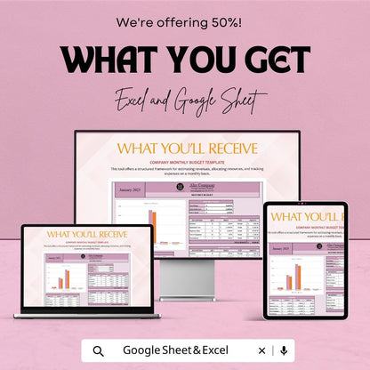 Company Monthly Budget Template | Business Budget Spreadsheet | Financial Tracker Template | Small Business Finance Planner
