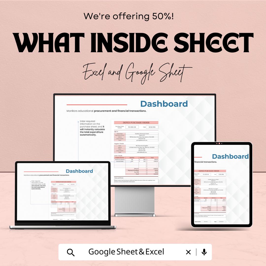 Depend Purchase Order Sheet - Excel & Google Sheets Template - Simplify Procurement, Track Orders, Manage Supplier Information