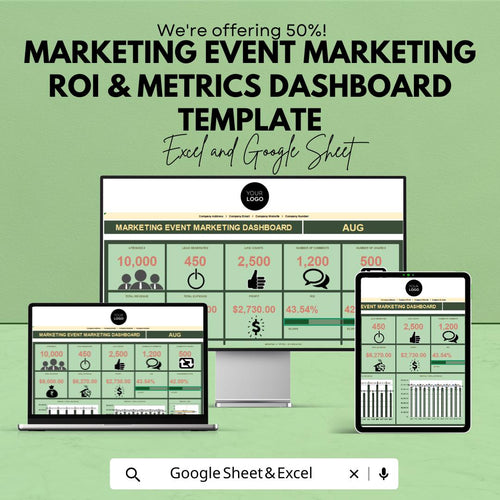 Marketing Event ROI & Metrics Dashboard Template | Event Marketing Tracker | KPI and Analytics Spreadsheet | Event Performance Dashboard