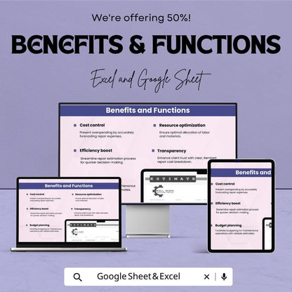 Machinery Repair Estimate Template Excel | Equipment Repair Quote Sheet | Service Estimate Invoice | Maintenance Cost Calculator