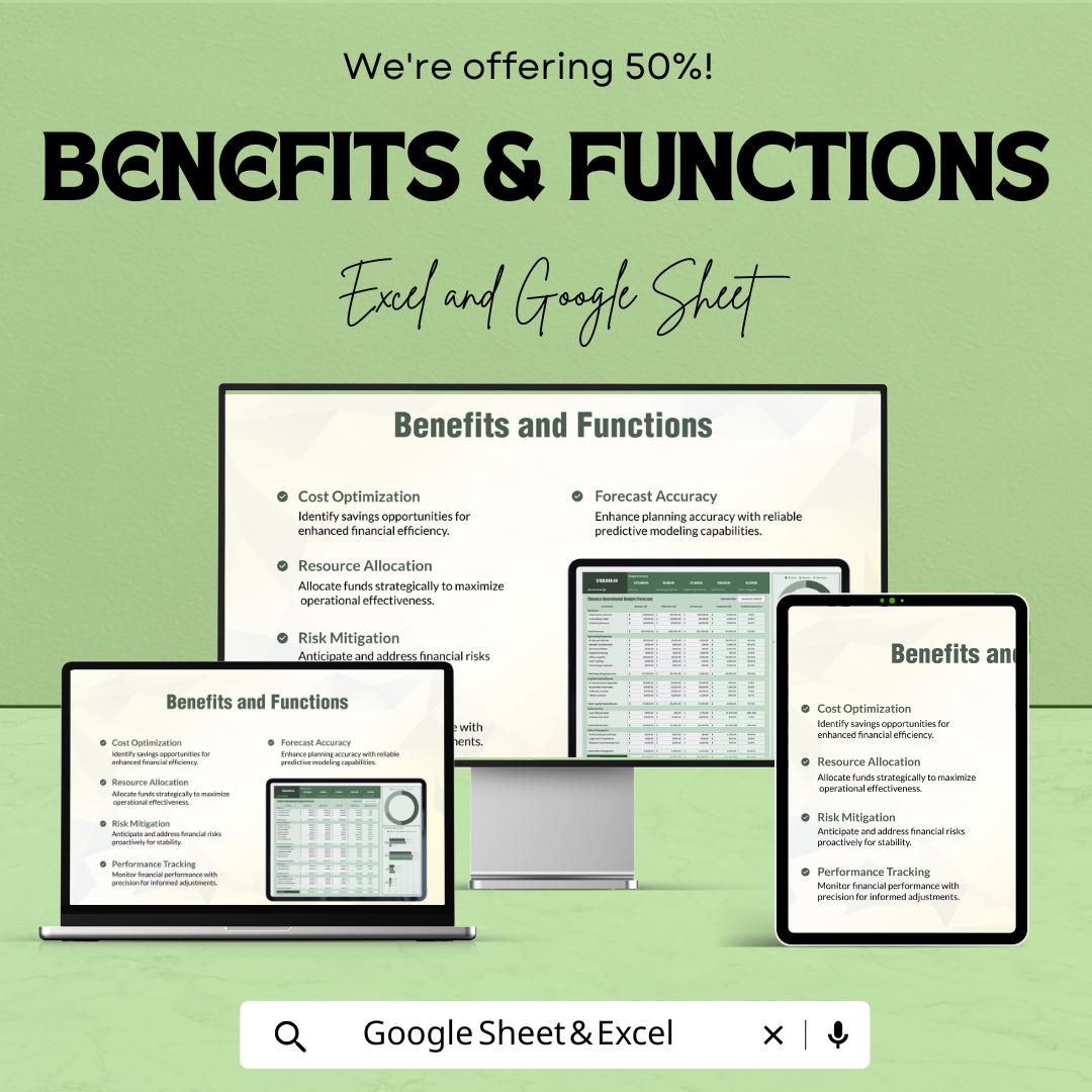 Finance Operational Budget Forecast Sheet | Monthly Expense Forecast Tracker | Excel & Google Sheets Template